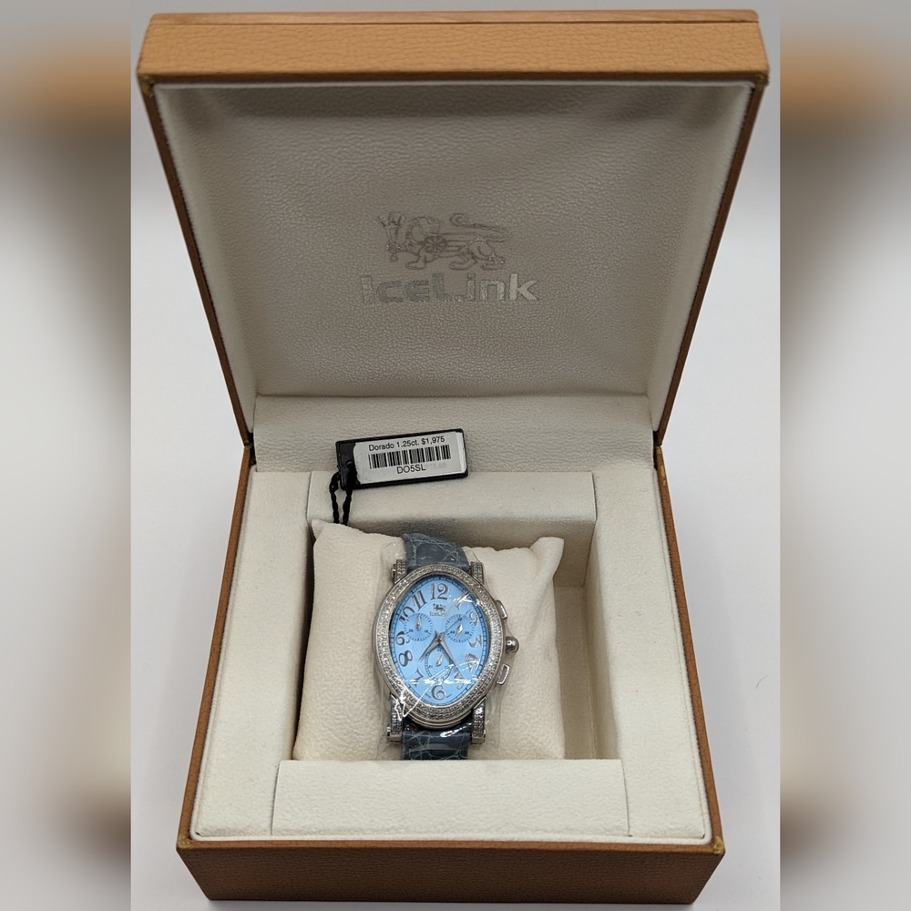 Icelink Dorado 1.25ct Diamond Crocodile Leather Watch